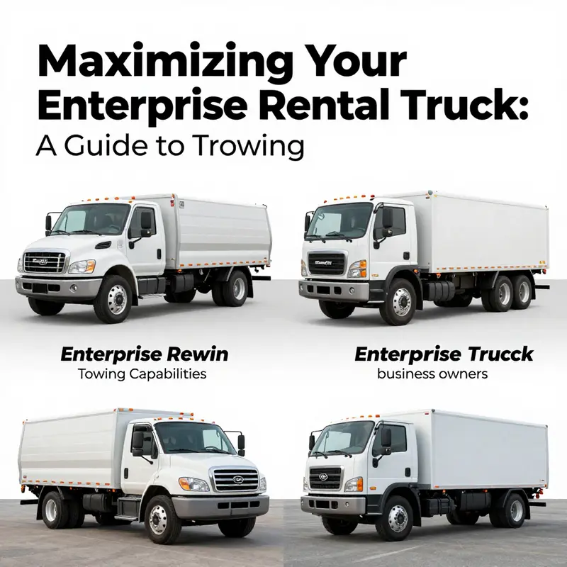Comparison of different Enterprise rental truck models showing their towing capabilities.