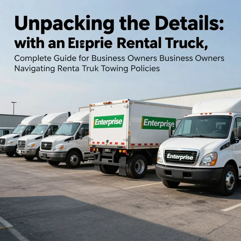 A diverse range of Enterprise rental trucks parked in a fleet, representing options available for business towing requirements.