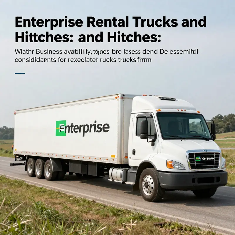 A rental truck from Enterprise towing a trailer, showcasing its hitch capabilities and suitability for business transportation.