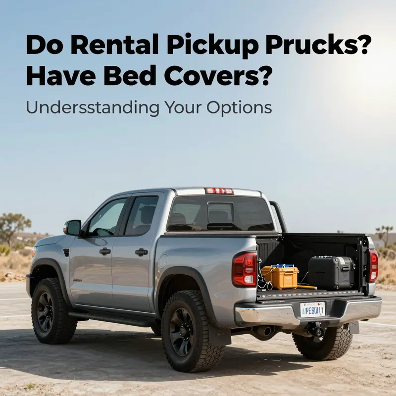 A rental pickup truck parked with equipment for loading, emphasizing its practical use for businesses.