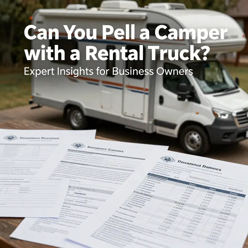 A rental truck and camper combo, highlighting the importance of knowing towing capacities.