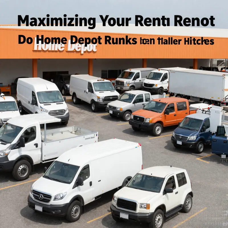 A variety of Home Depot rental trucks available for business use.