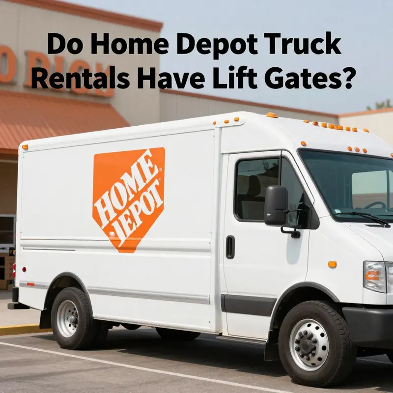 Home Depot truck rental option without a lift gate prominently displayed.