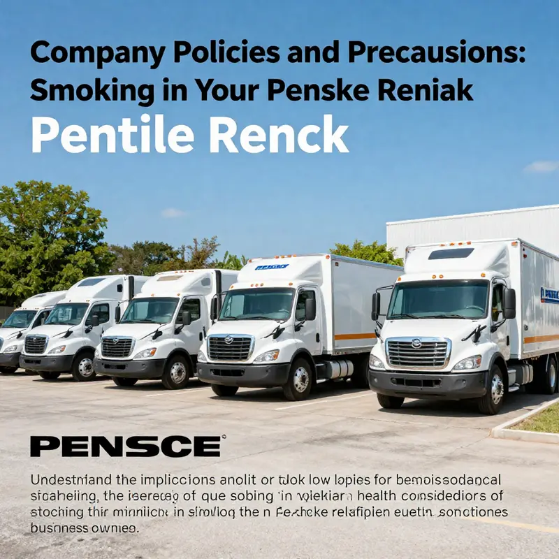 A fleet of Penske rental trucks parked in a scenic area, representing business professionalism.