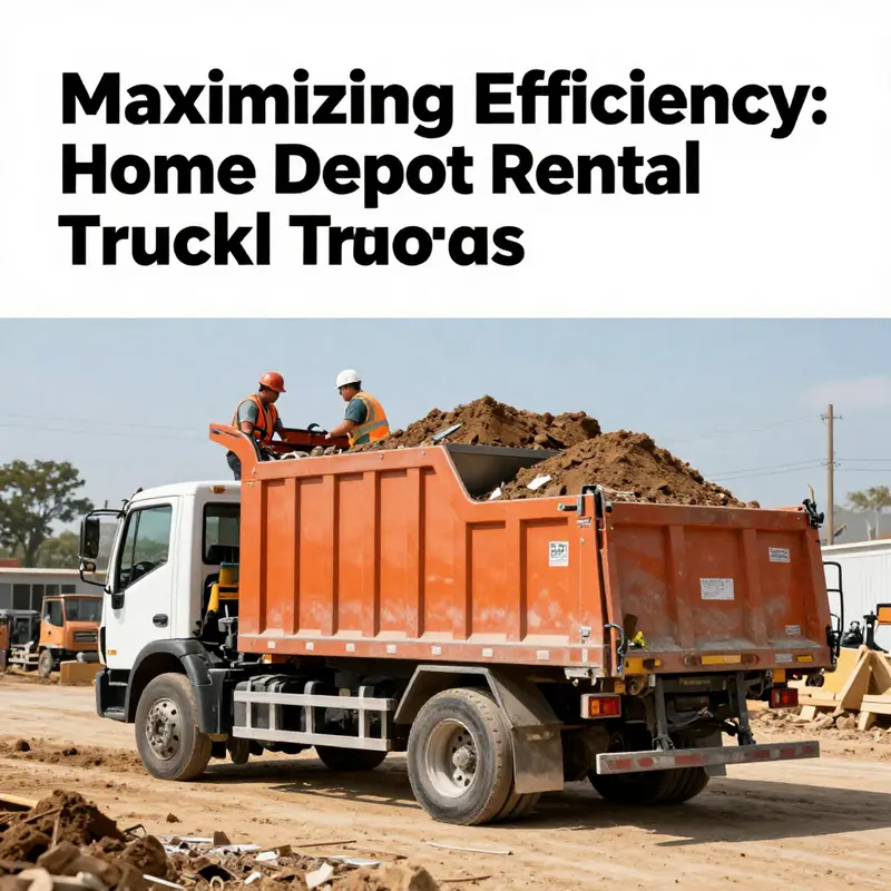 Home Depot rental truck with an operational dump bed unloading materials.
