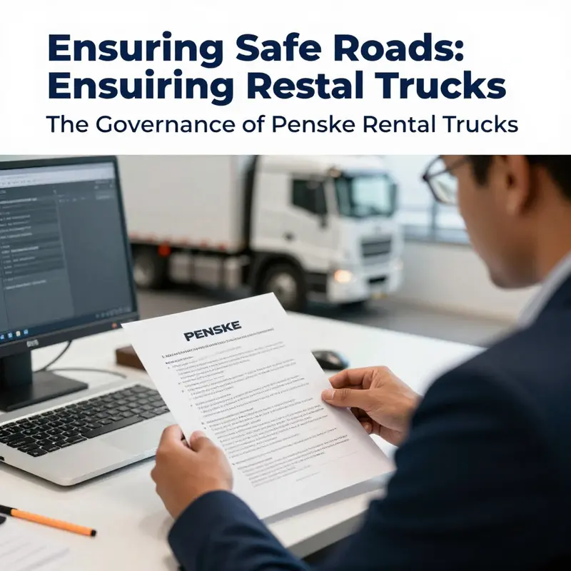 A business owner analyzing compliance documents for Penske rental trucks.