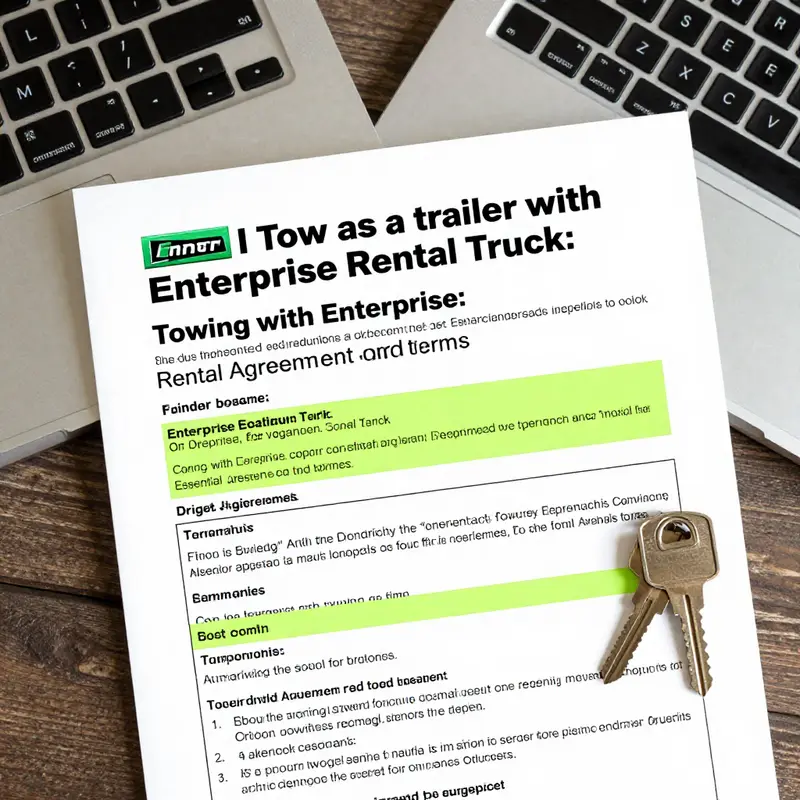 Enterprise rental truck equipped with a towing hitch, ready to tow a trailer.