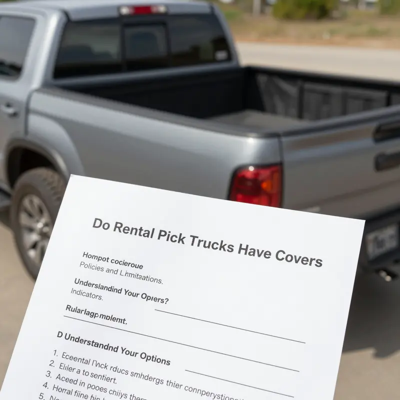 A rental pickup truck illustrating standard equipment without a bed cover.
