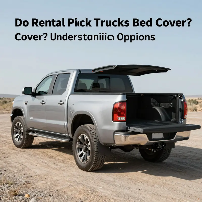 A rental pickup truck illustrating standard equipment without a bed cover.