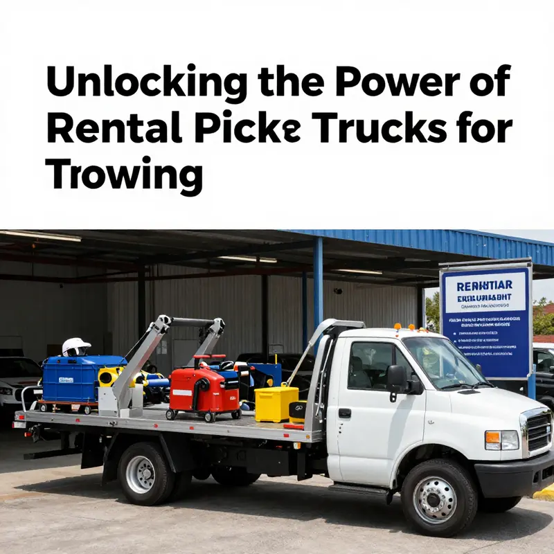 A rental pickup truck equipped with a towing hitch and ready for hauling.