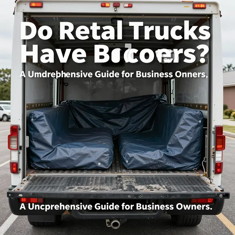 Various types of bed covers available for rental trucks at a rental agency.