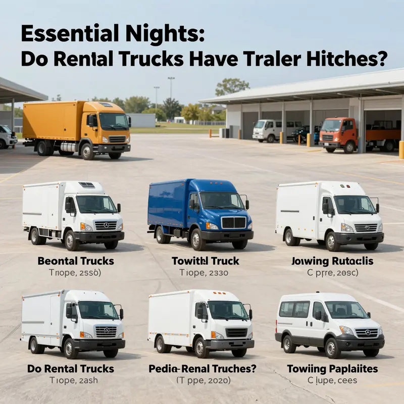 A rental truck fitted with a trailer hitch ready for towing.