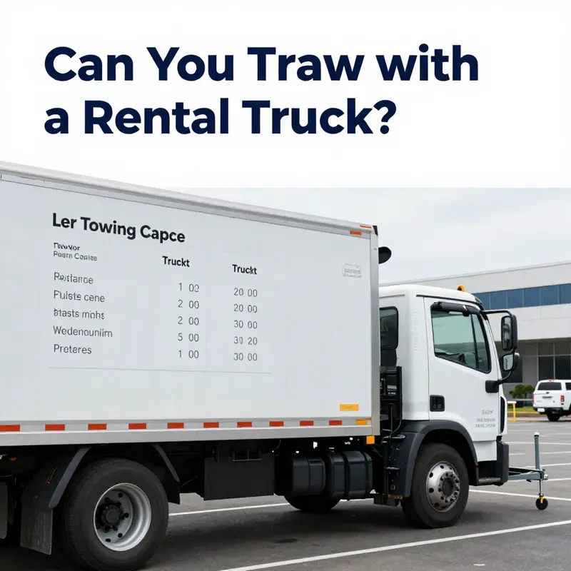 Renter inspecting towing capacity in a rental truck manual.