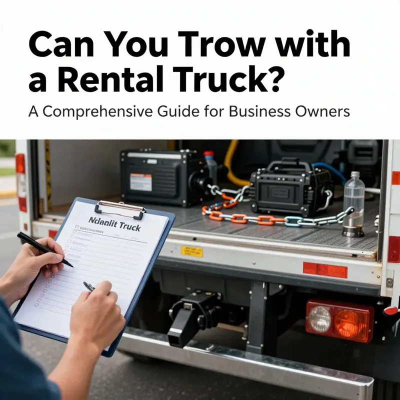 Renter inspecting towing capacity in a rental truck manual.