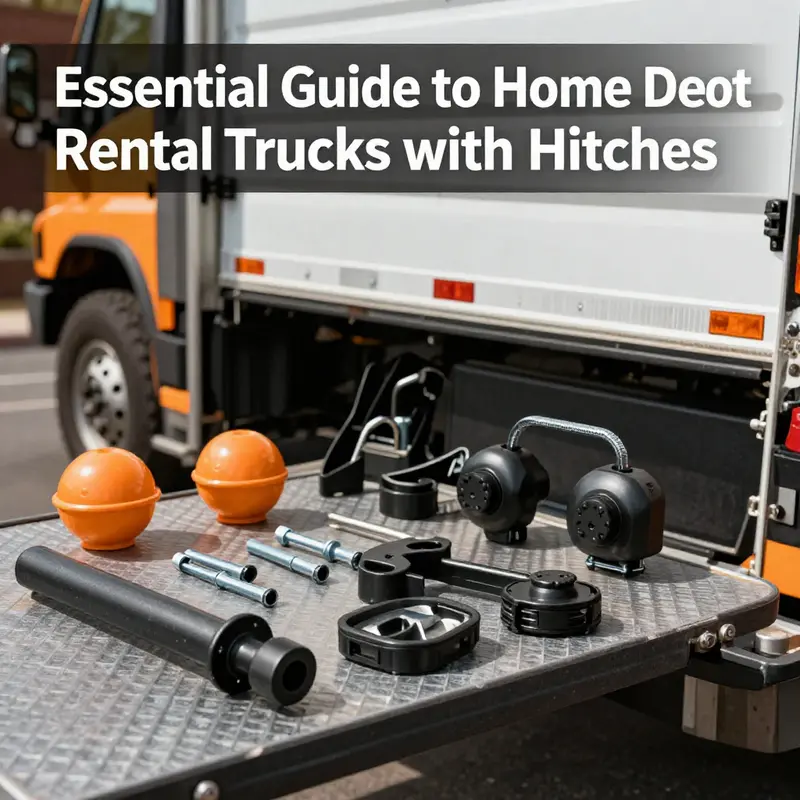 Home Depot rental truck equipped with a hitch, ready for towing.