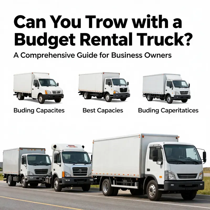 A budget rental truck successfully towing a small utility trailer.