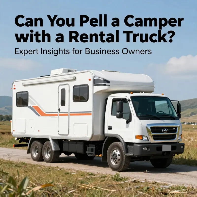 A rental truck and camper combo, highlighting the importance of knowing towing capacities.