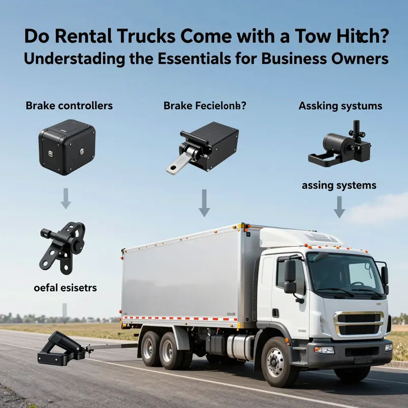 A rental truck equipped with a tow hitch, highlighting the availability of this essential feature.