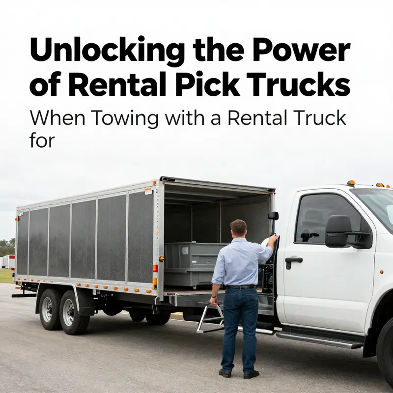 A rental pickup truck equipped with a towing hitch and ready for hauling.