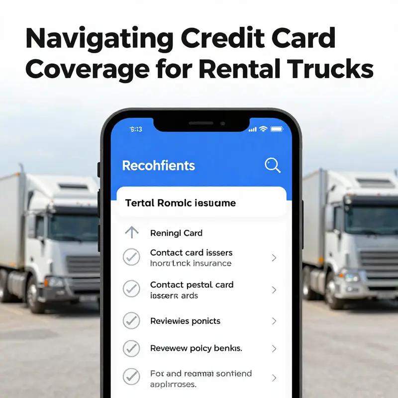 A business owner reviewing credit card coverage specifics for rental trucks.
