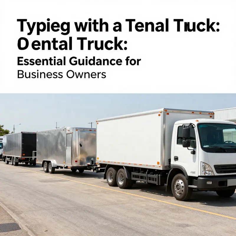 A business owner checks rental terms on towing while standing next to a rental truck.