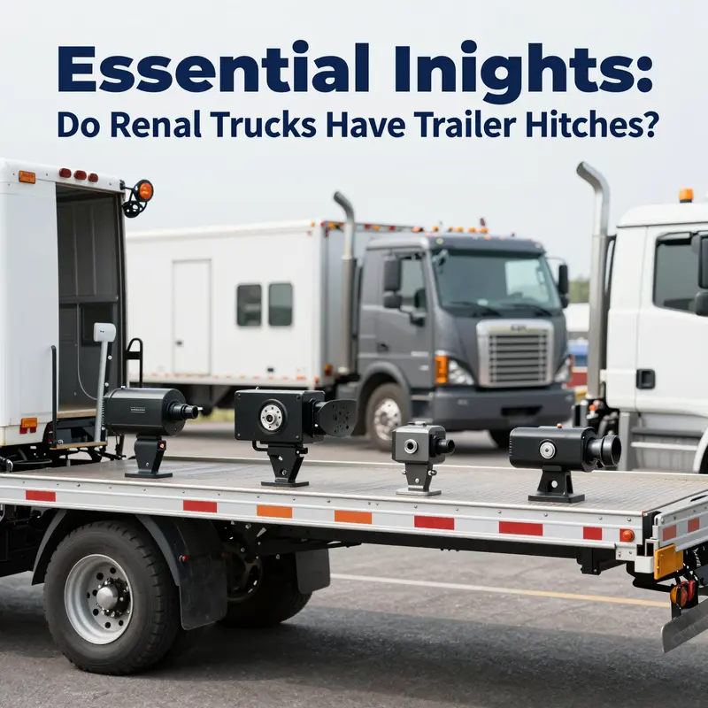 A rental truck fitted with a trailer hitch ready for towing.