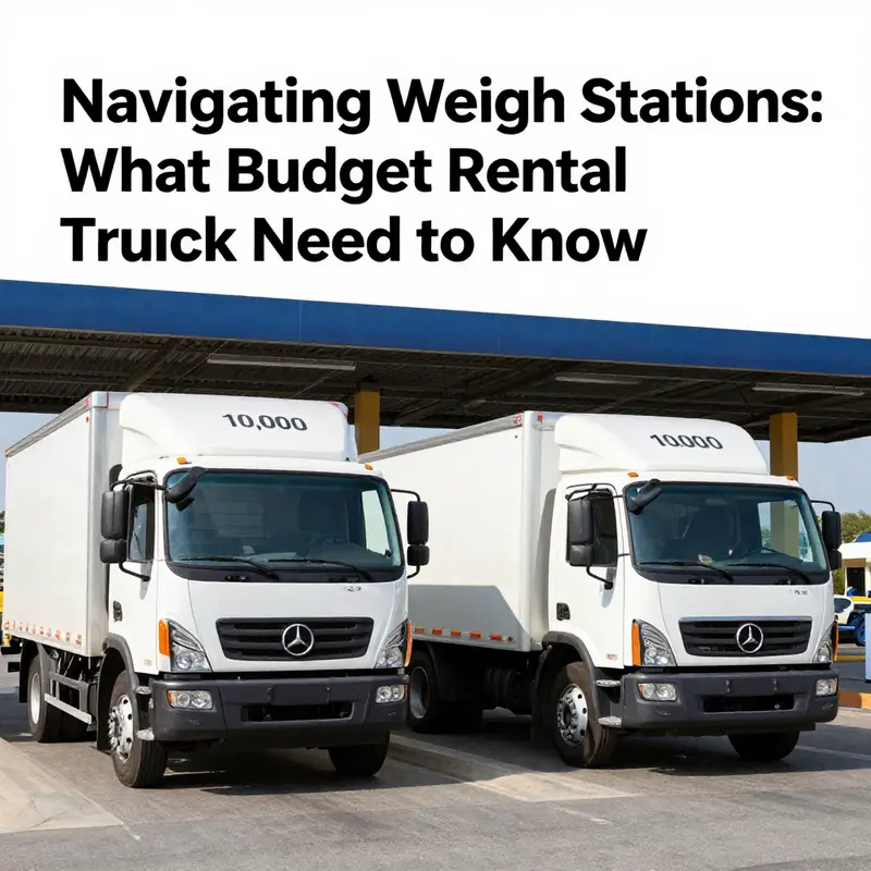 An illustration of a weigh station, symbolizing the regulations affecting budget rental trucks.