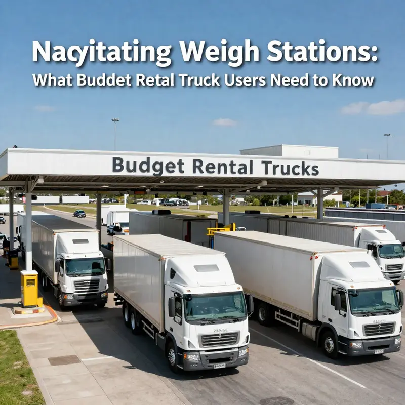 An illustration of a weigh station, symbolizing the regulations affecting budget rental trucks.
