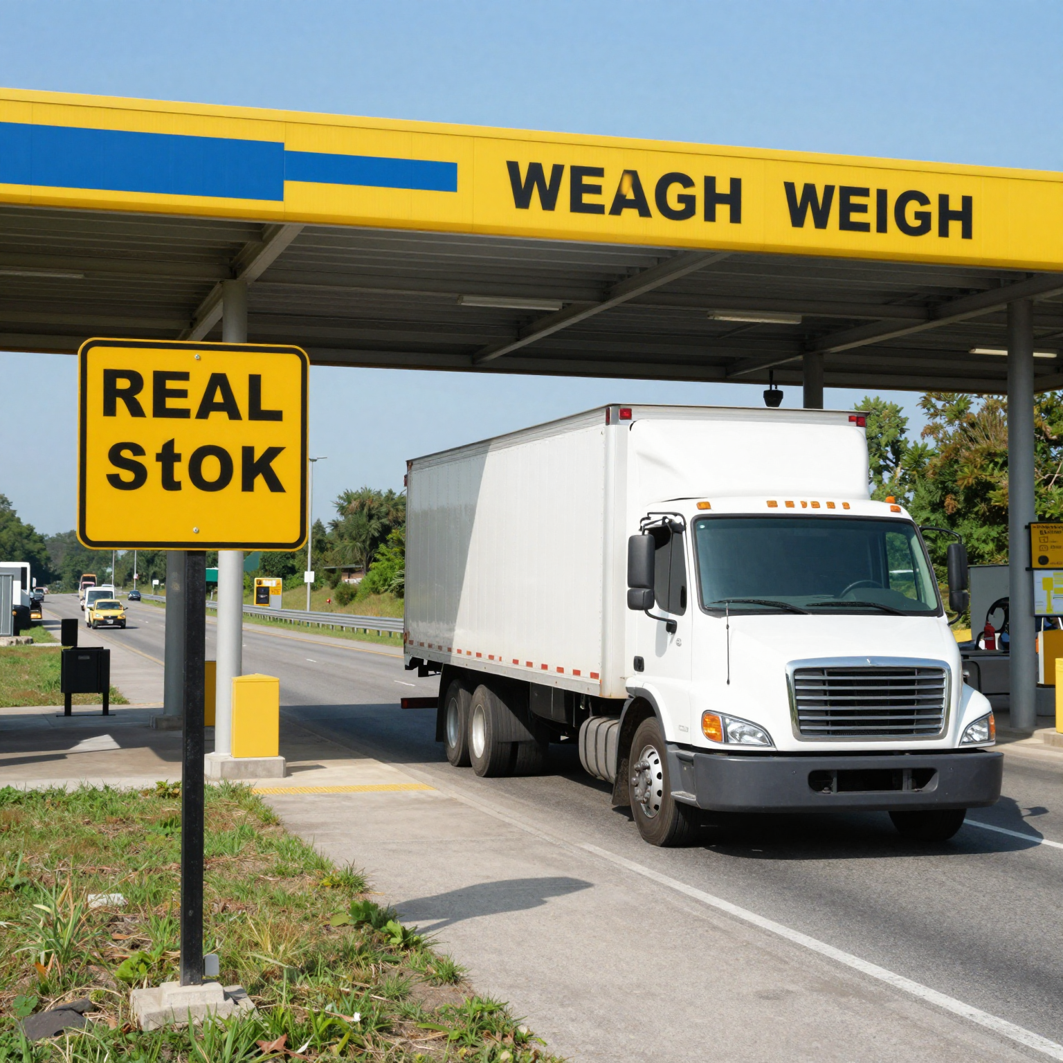 Weigh station with rental truck
