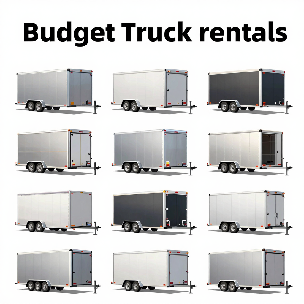 Illustration of various types of trailers available for budget truck rentals