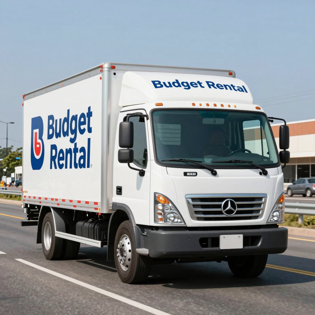 Budget Truck Rental truck on the road