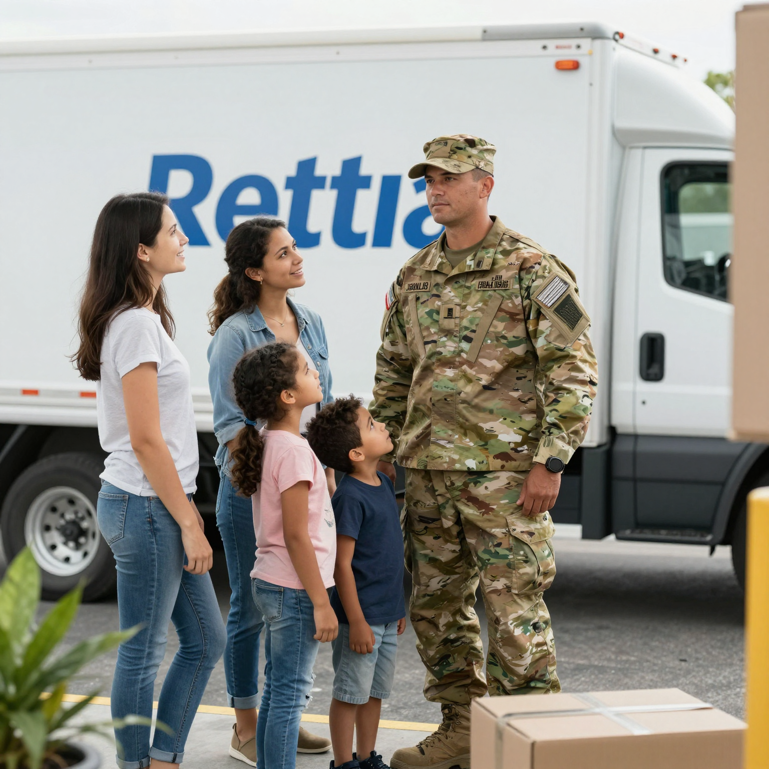 Military Family Utilizing Truck Rental Services