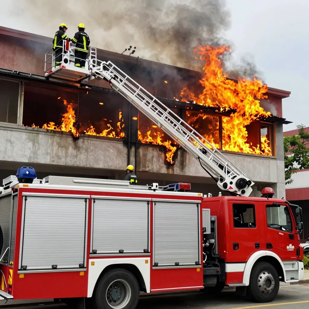 Fire Ladder Truck in Action